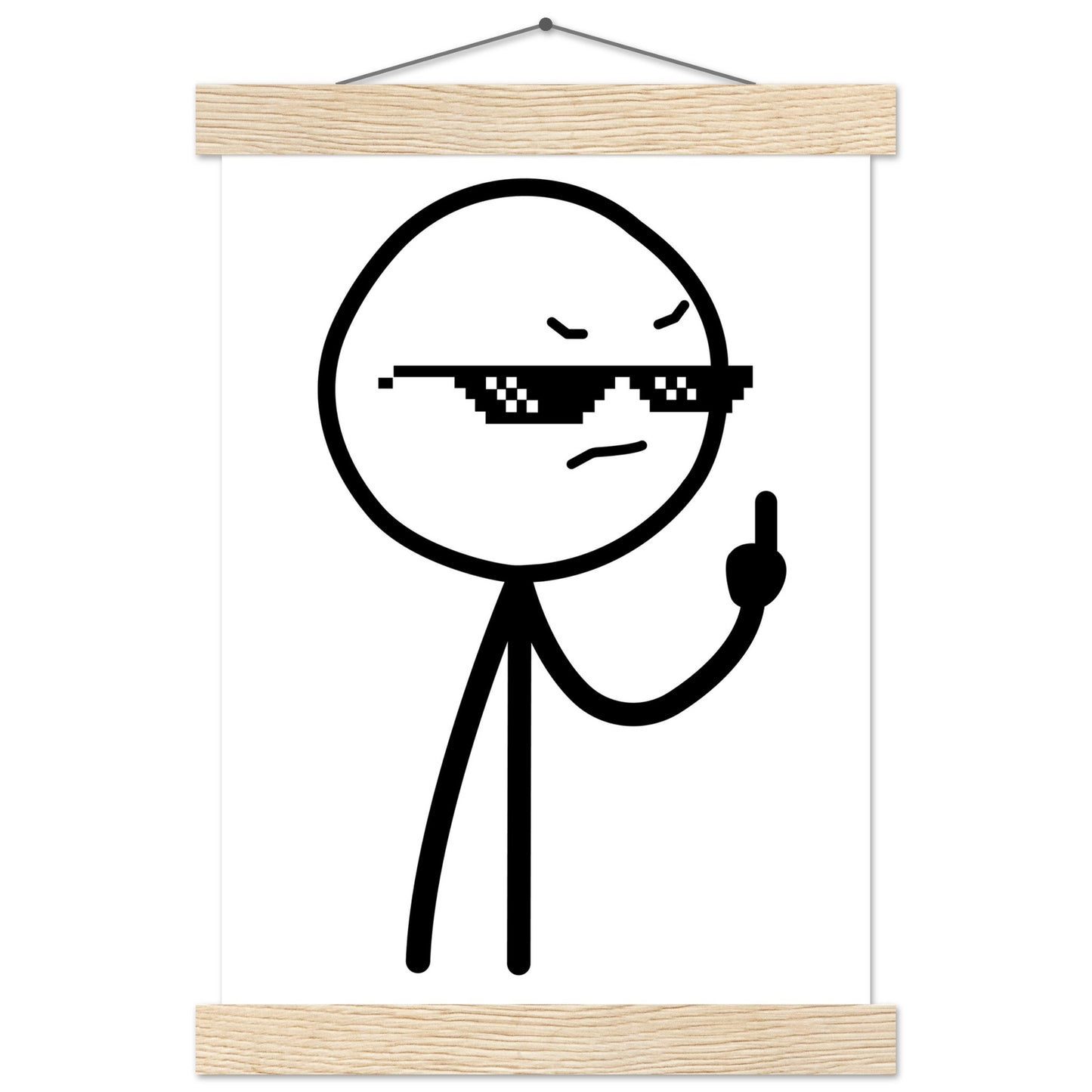 Sjove Plakater - Middlefinger Thug Artwork Drawing - Premium Mat Plakat Papir med Hanger