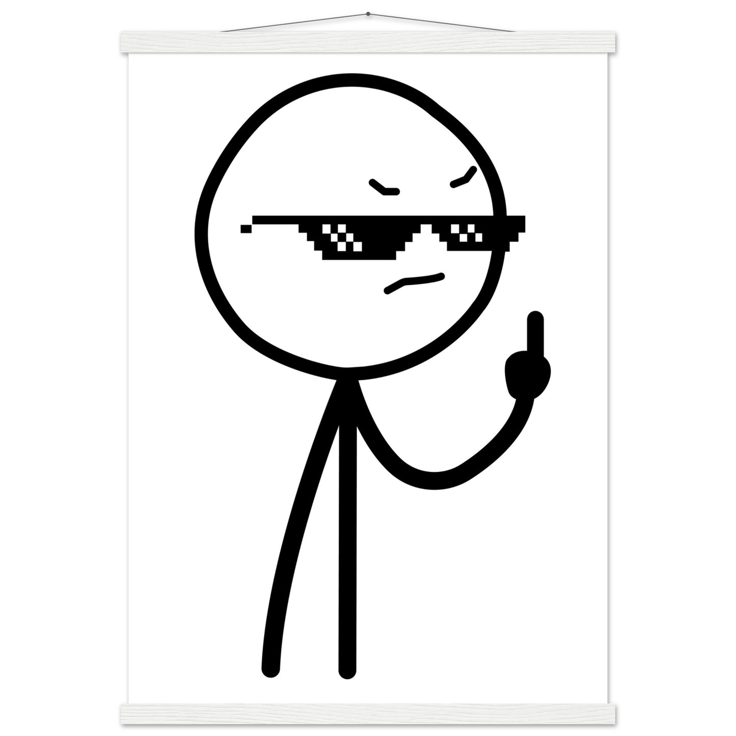 Sjove Plakater - Middlefinger Thug Artwork Drawing - Premium Mat Plakat Papir med Hanger