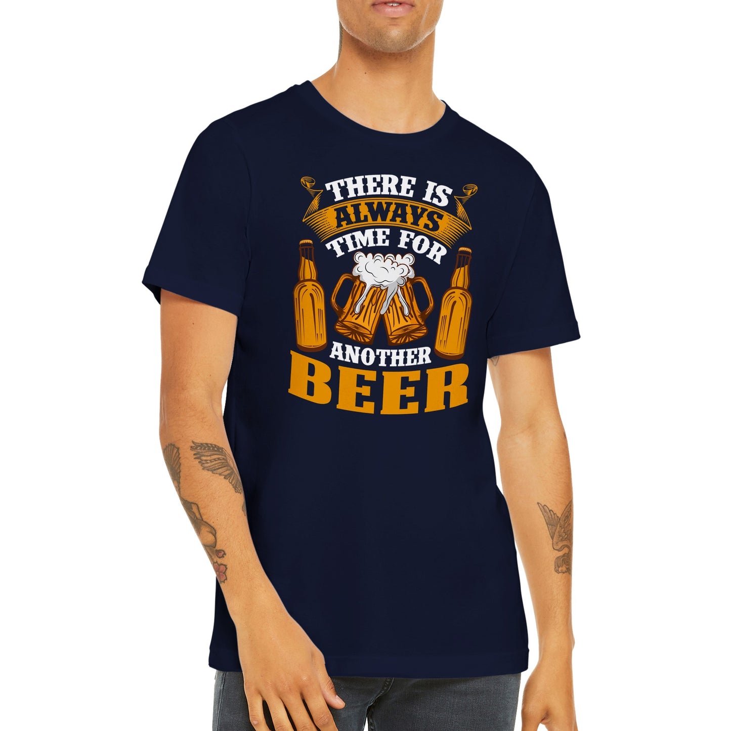 Lustige T-Shirts – Es ist immer Zeit für ein weiteres Bier – Premium-Unisex-T-Shirt 