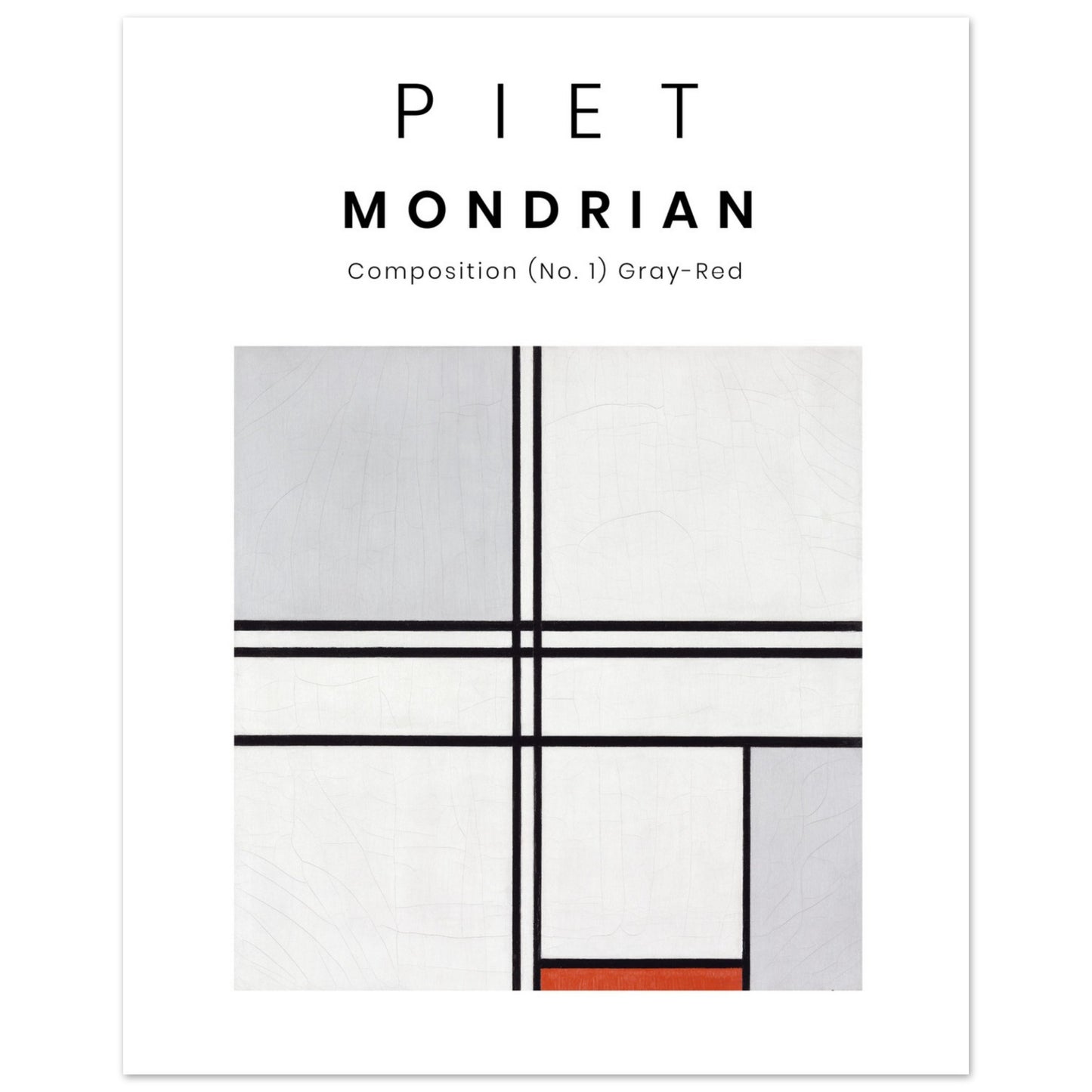 Plakat - Piet Mondrian - Grau-Rotes Gemälde (1935). Original vom Art Institute of Chicago. 