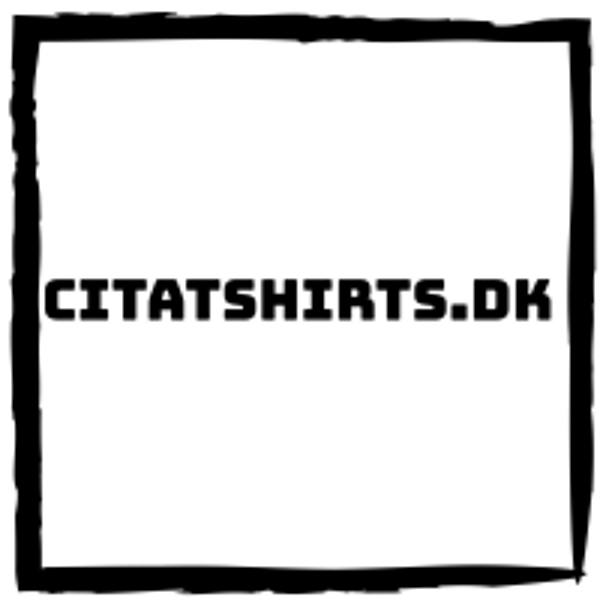 Citatshirts logo sort kasse med tekst citatshirts.dk i midten