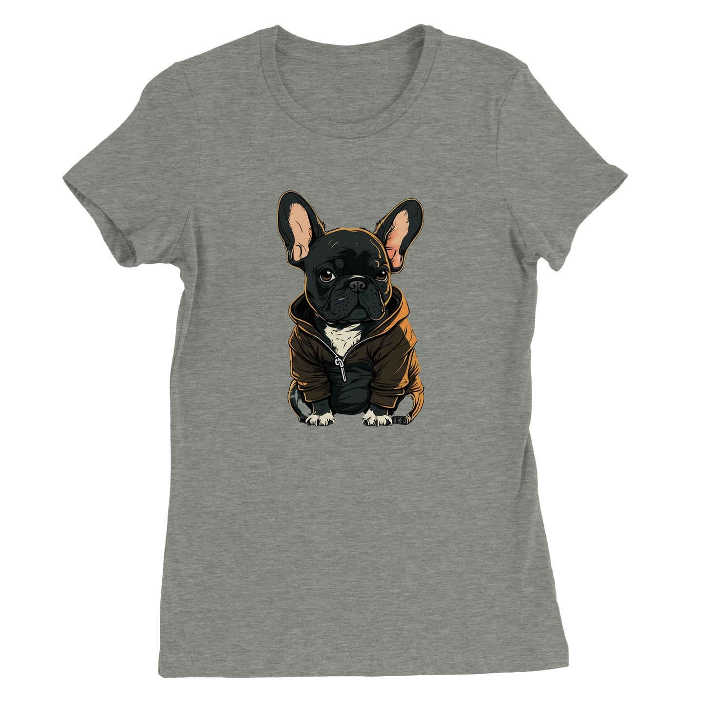 Hunde-T-Shirt – Französische Bulldogge, dunkles Hoodie-Kunstwerk – Premium-Damen-T-Shirt 