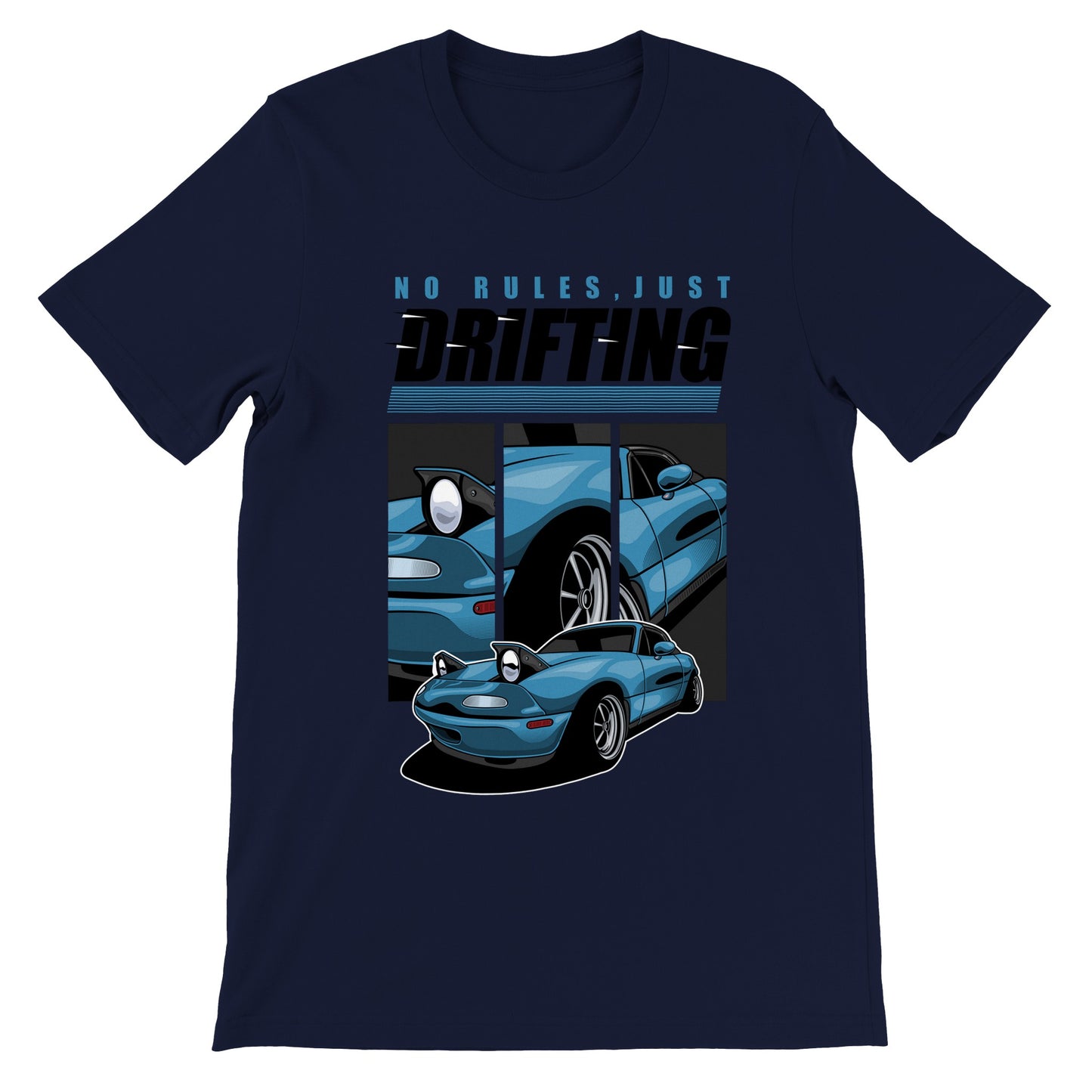 Auto-T-Shirt – Retro Drifting No Rules Artwork – Premium-Unisex-T-Shirt 