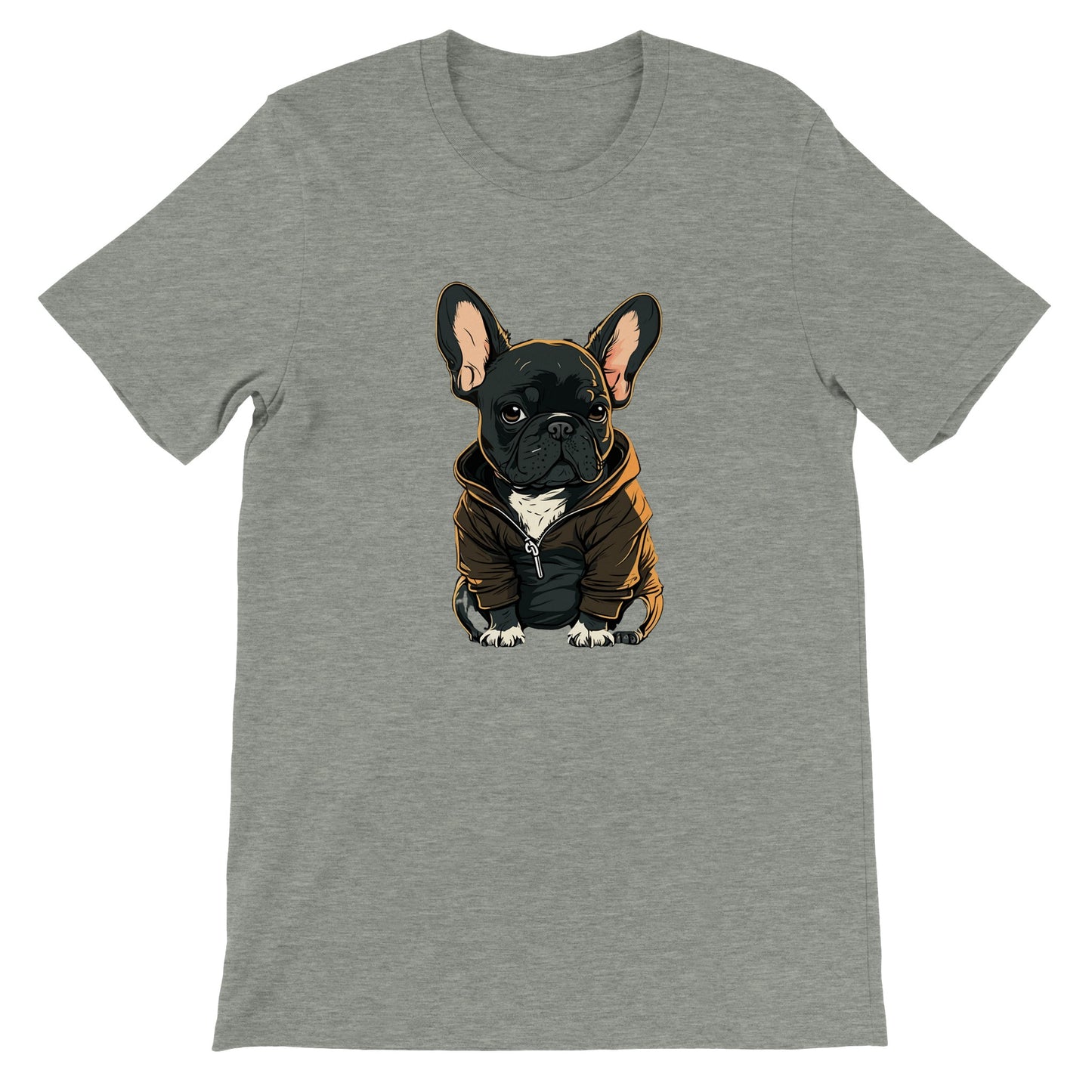 Hunde T-shirt - Fransk Bulldog Dark Hoodie Artwork - Premium Unisex T-shirt