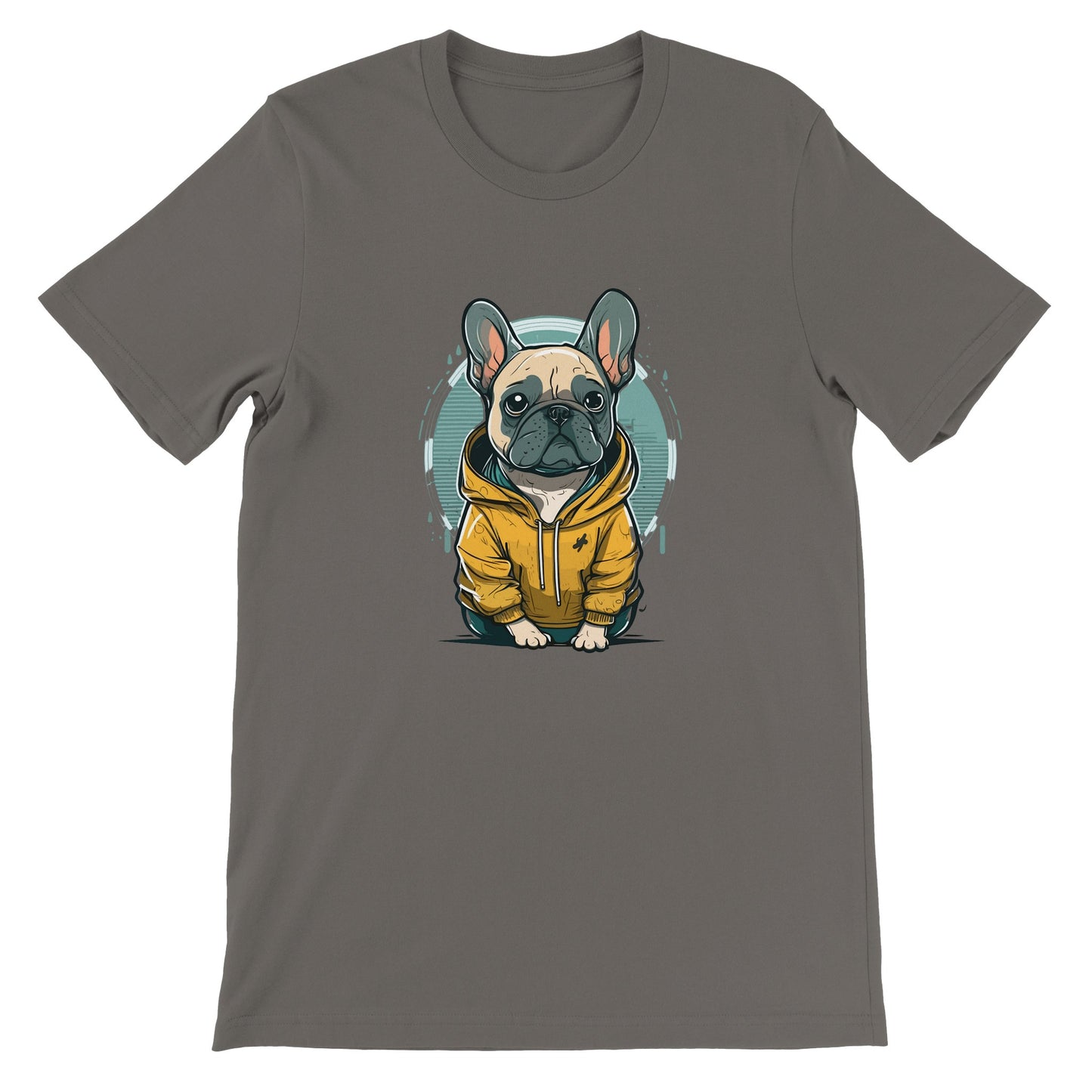 Hunde T-shirt - Fransk Bulldog Lys og Gul hoodie Artwork - Premium Unisex T-shirt