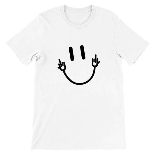 Funny T-Shirts - Happy Middlefinger Smiley Artwork - Premium Unisex T-Shirt 