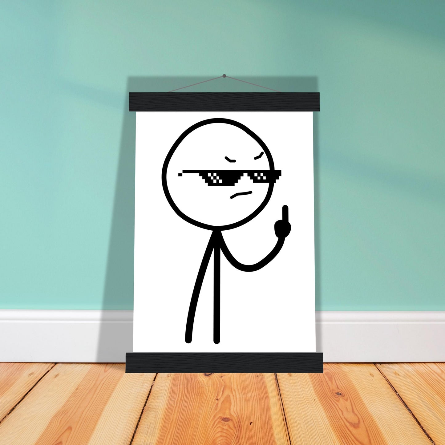 Sjove Plakater - Middlefinger Thug Artwork Drawing - Premium Mat Plakat Papir med Hanger