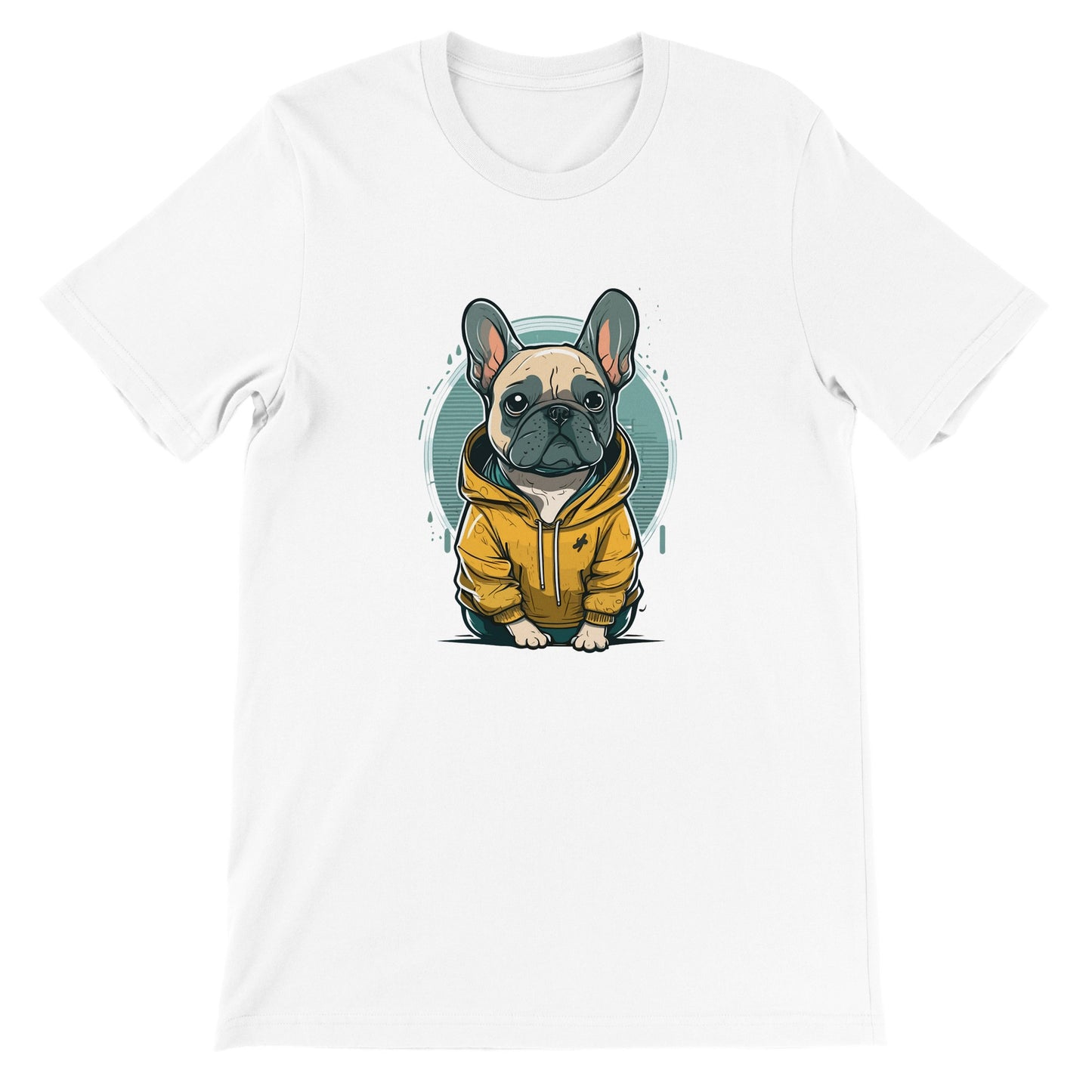 Hunde T-shirt - Fransk Bulldog Lys og Gul hoodie Artwork - Premium Unisex T-shirt