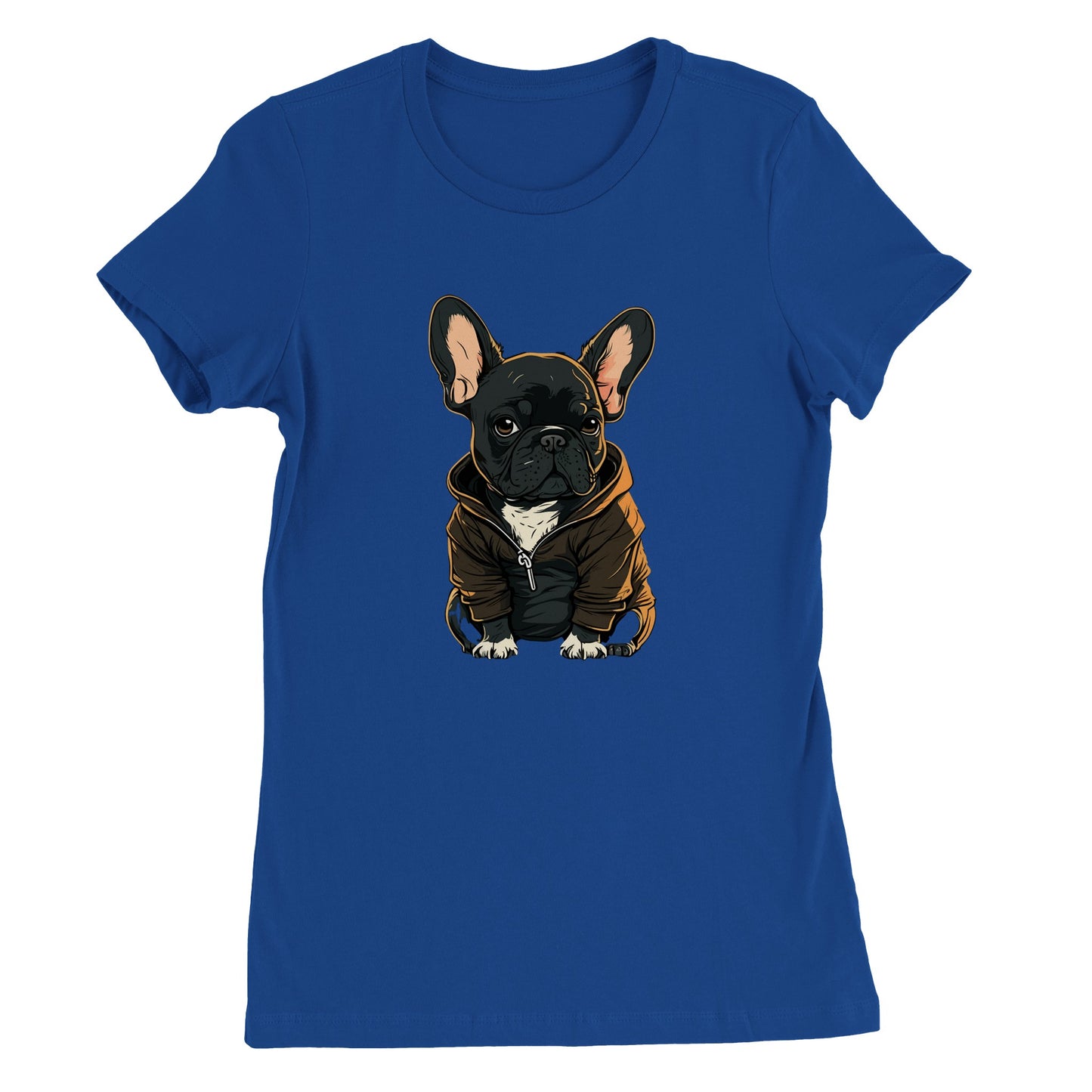 Hunde-T-Shirt – Französische Bulldogge, dunkles Hoodie-Kunstwerk – Premium-Damen-T-Shirt 