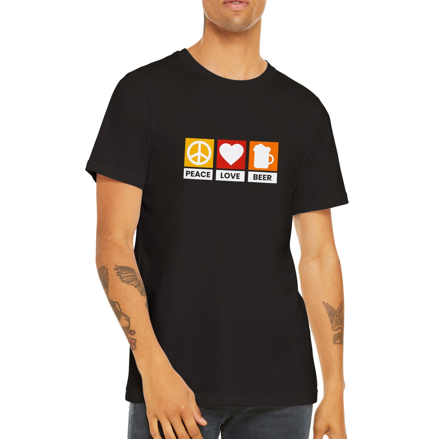 Lustige T-Shirts – Peace Love Beer – Premium Unisex T-Shirt 