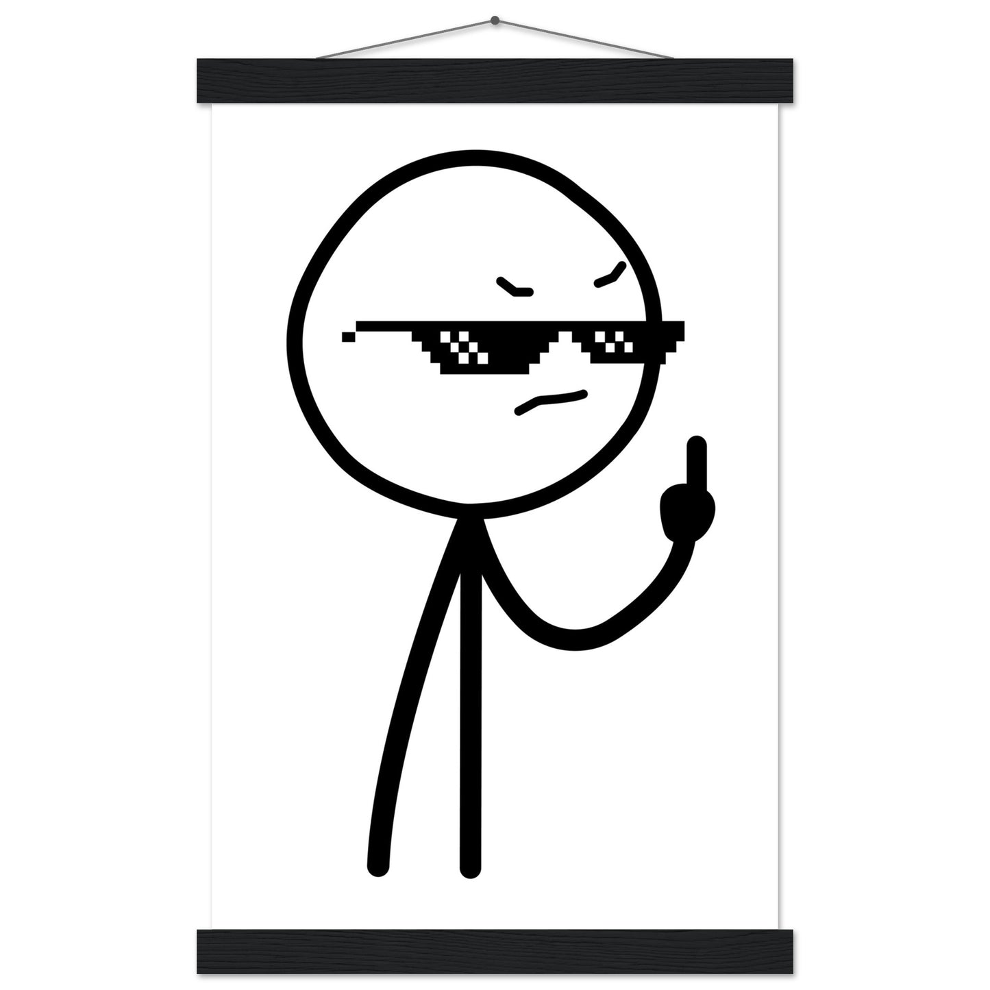 Sjove Plakater - Middlefinger Thug Artwork Drawing - Premium Mat Plakat Papir med Hanger