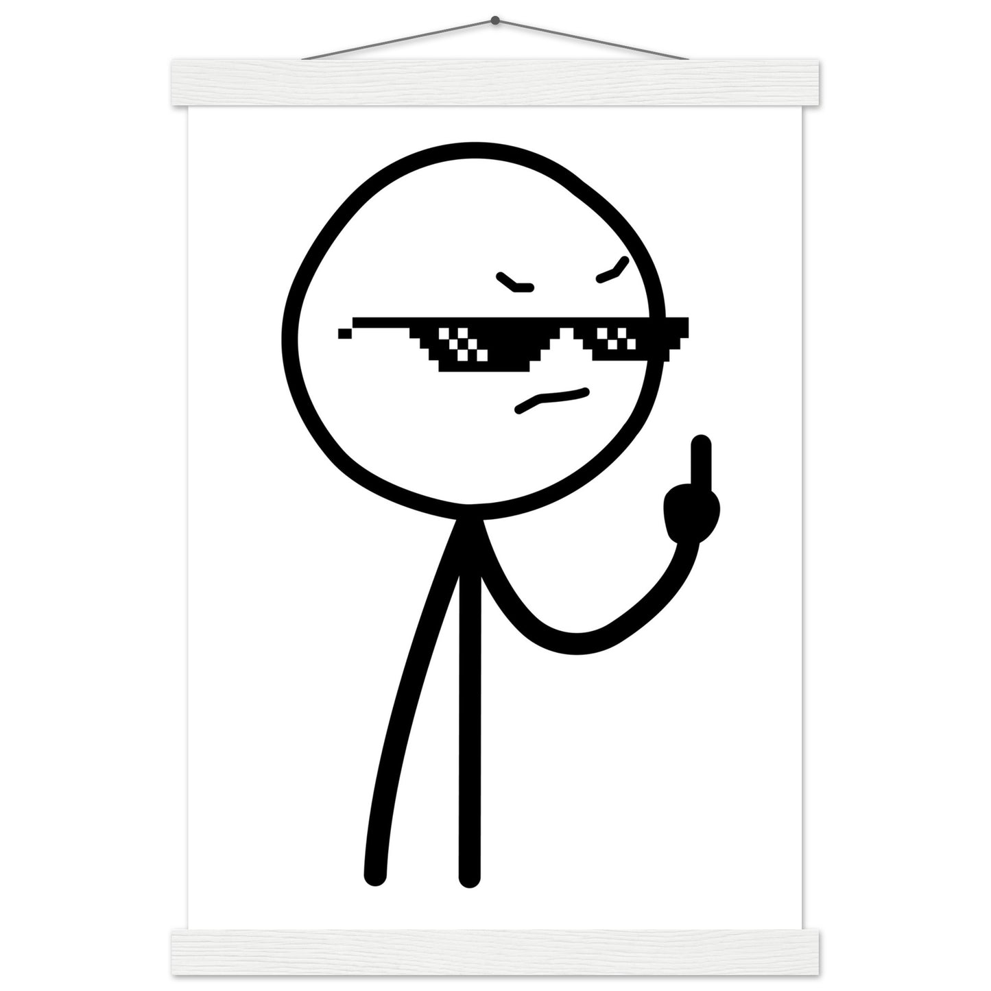 Sjove Plakater - Middlefinger Thug Artwork Drawing - Premium Mat Plakat Papir med Hanger