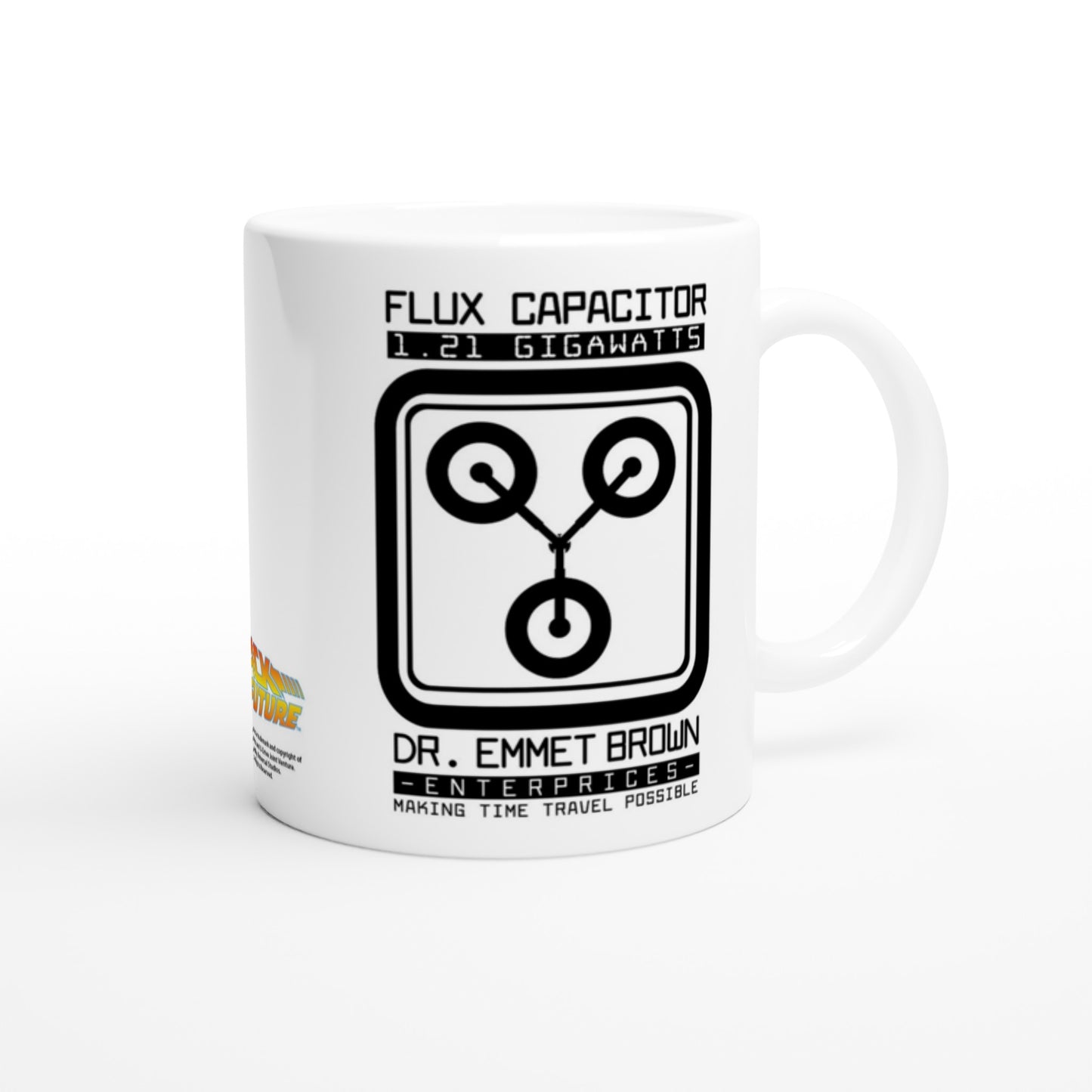 Offizieller „Zurück in die Zukunft“-Becher – Flux Capacitor – 330 ml, weiße Tasse