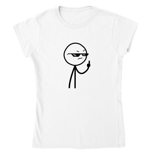 Funny T-shirts - Middlefinger Thug Artwork Drawing - Classic Women's T-shirt