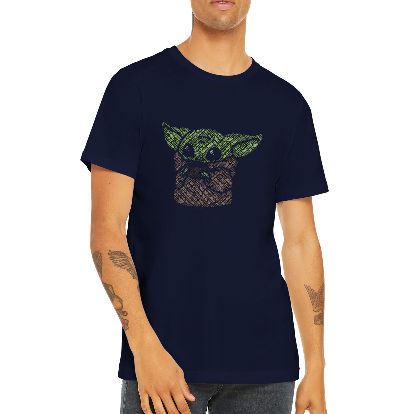 Artwork T-shirt - Baby Yoda Kalligram Artwork - Premium Unisex T-shirt 