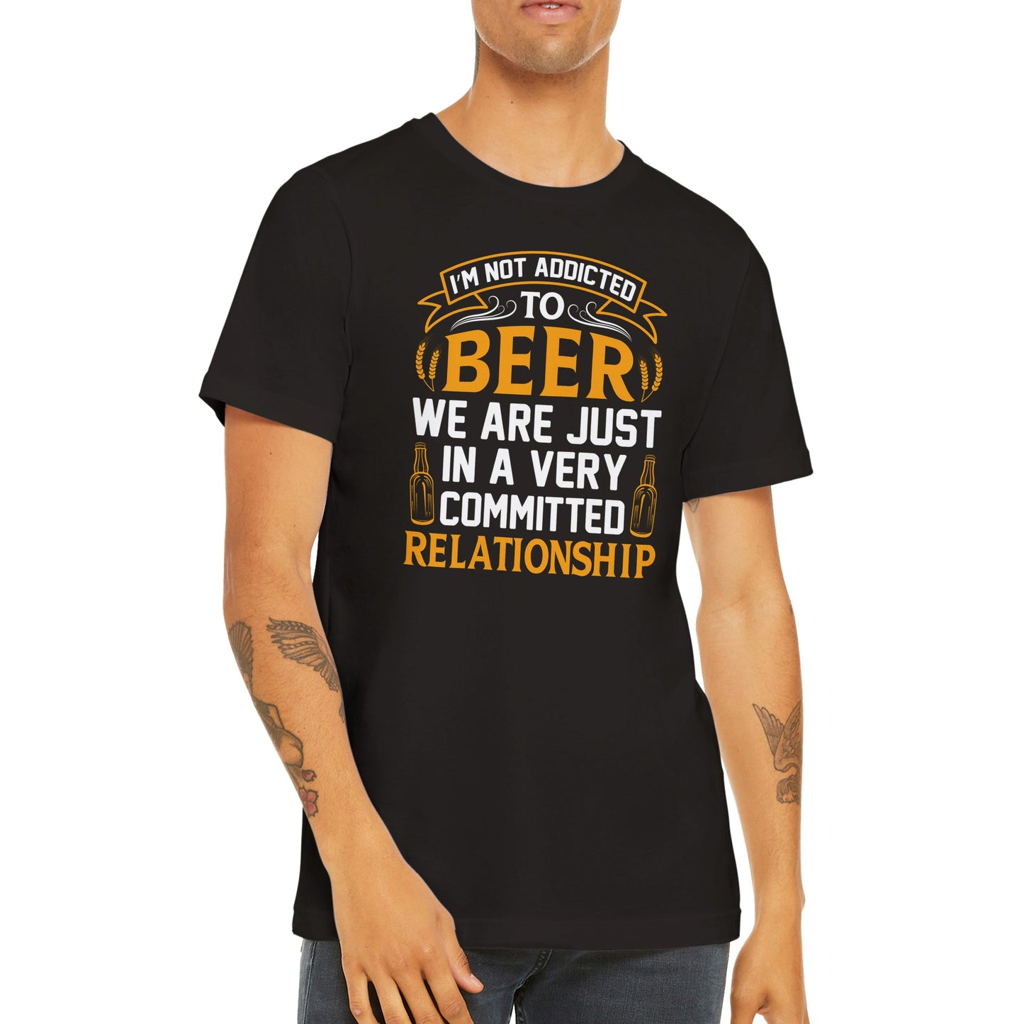Lustige T-Shirts – Ich bin nicht süchtig nach Bier – Premium-Unisex-T-Shirt 