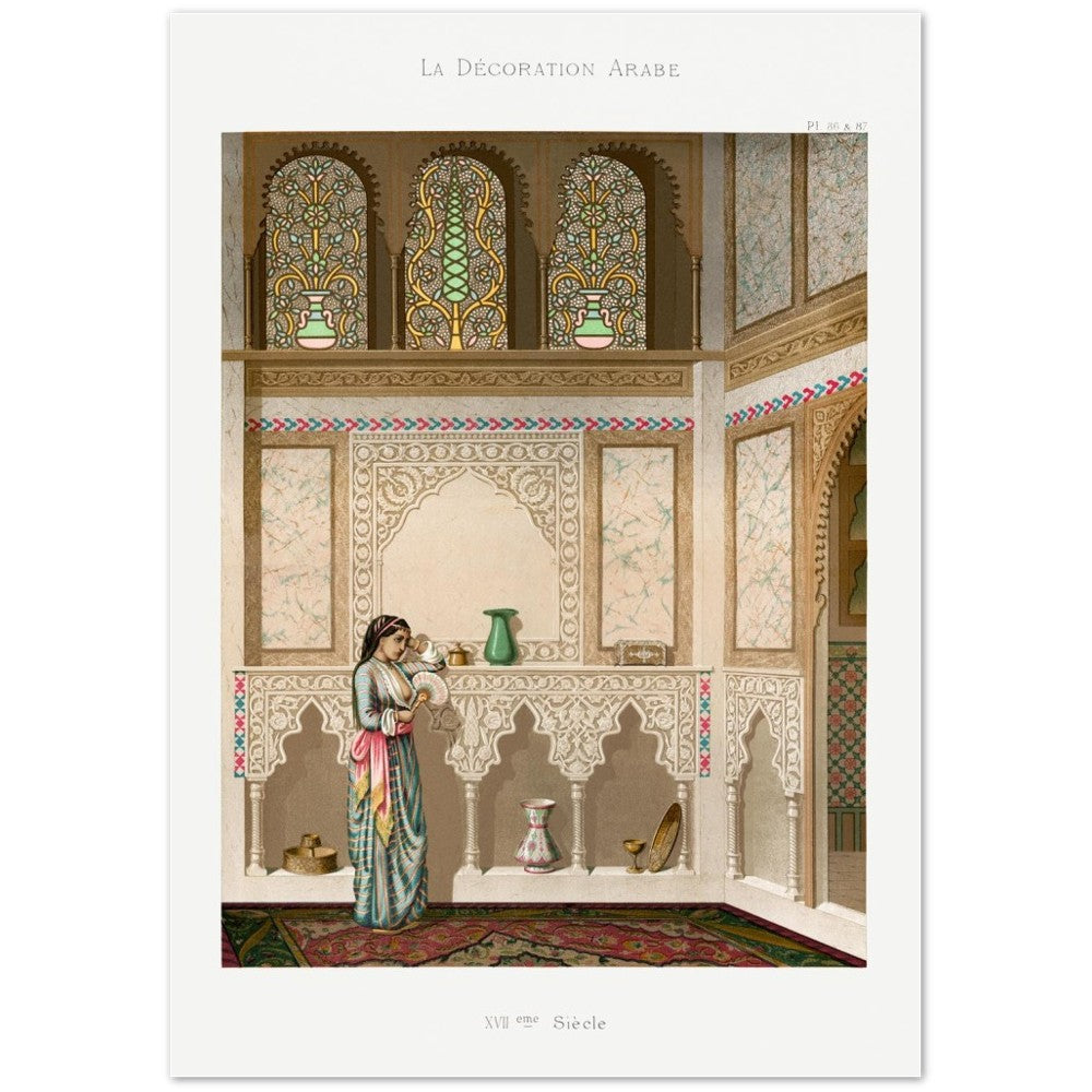 Poster Vintage Arabesque Wohnzimmer Lithographie Platte Nr. 86 &amp; 87, Emile Prisses Avennes