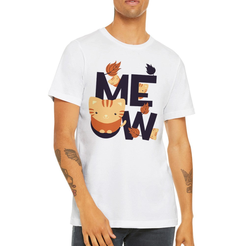 Lustige T-Shirts - Katzengrafik MEOW - Premium-Unisex-T-Shirt 