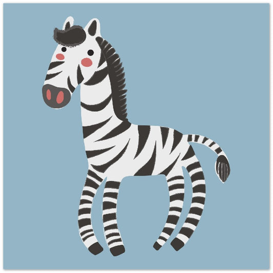Kinderposter - -Zebra-Illustration - Hochwertiges mattes Posterpapier