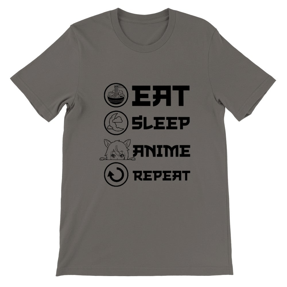 Zitat T-Shirt - Anime - Essen, Schlafen, Anime, Wiederholen - Premium Unisex T-Shirt 