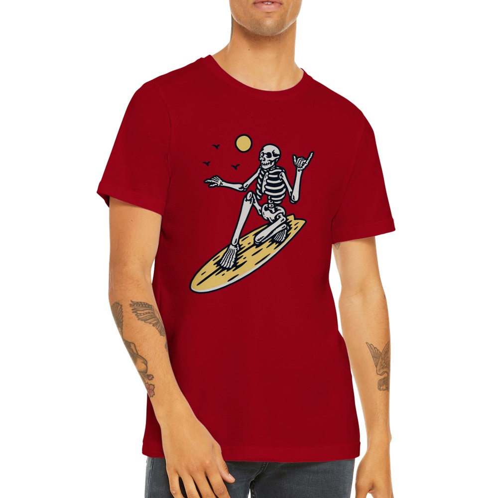 Sjove T-shirts - The Skull Surfer - Premium Unisex T-shirt