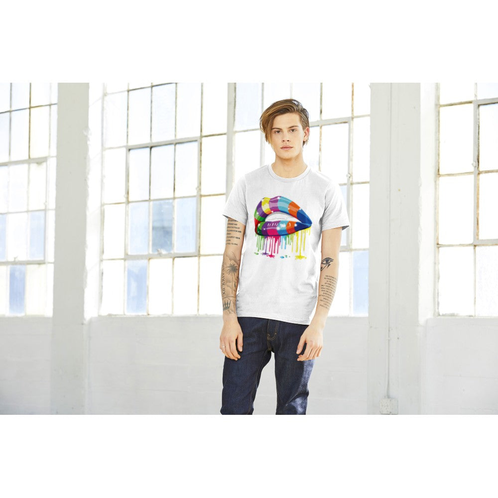 Citat T-shirt - Sjove Designs Artwork - Colorful Lips Premium Unisex T-shirt