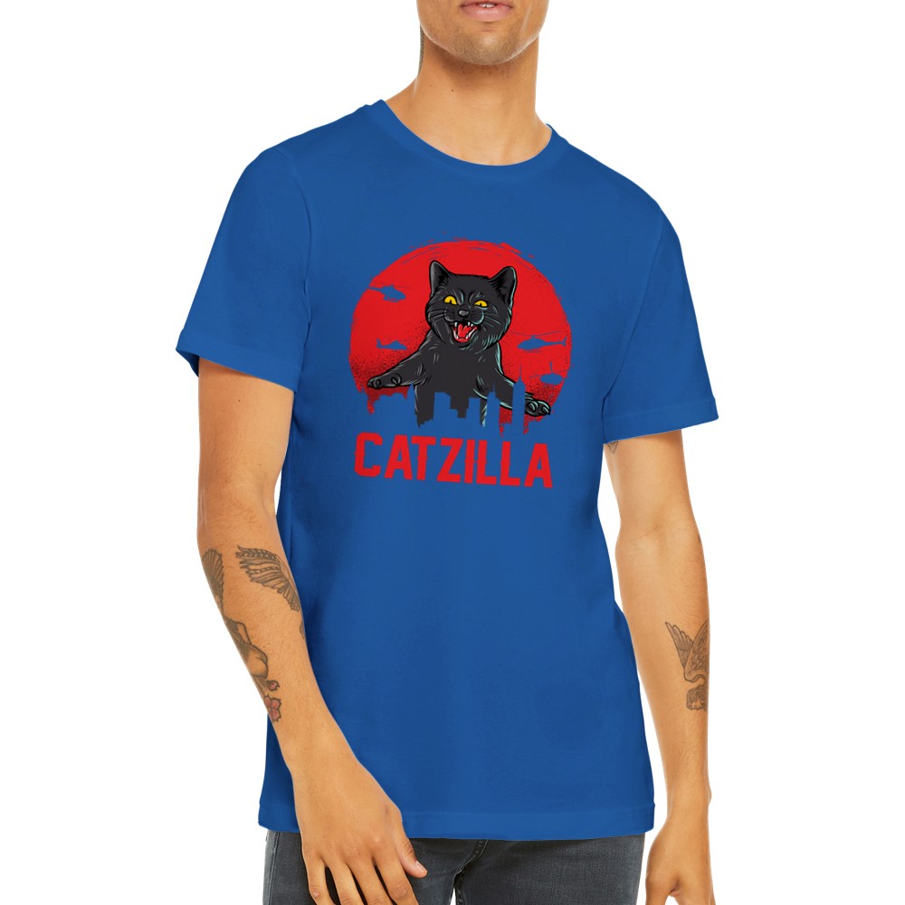 Lustige T-Shirts - Katze Catzilla - Premium Unisex T-Shirt 