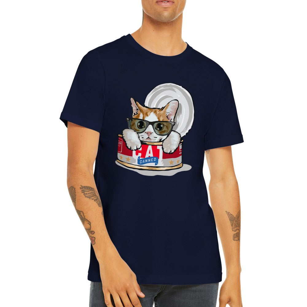 Sjove T-shirts - Kat - Cat In A Can - Premium Unisex T-shirt