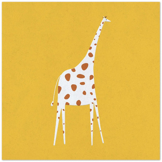 Kinderposter – niedliche Giraffe, gelber Hintergrund – hochwertiges mattes Papier