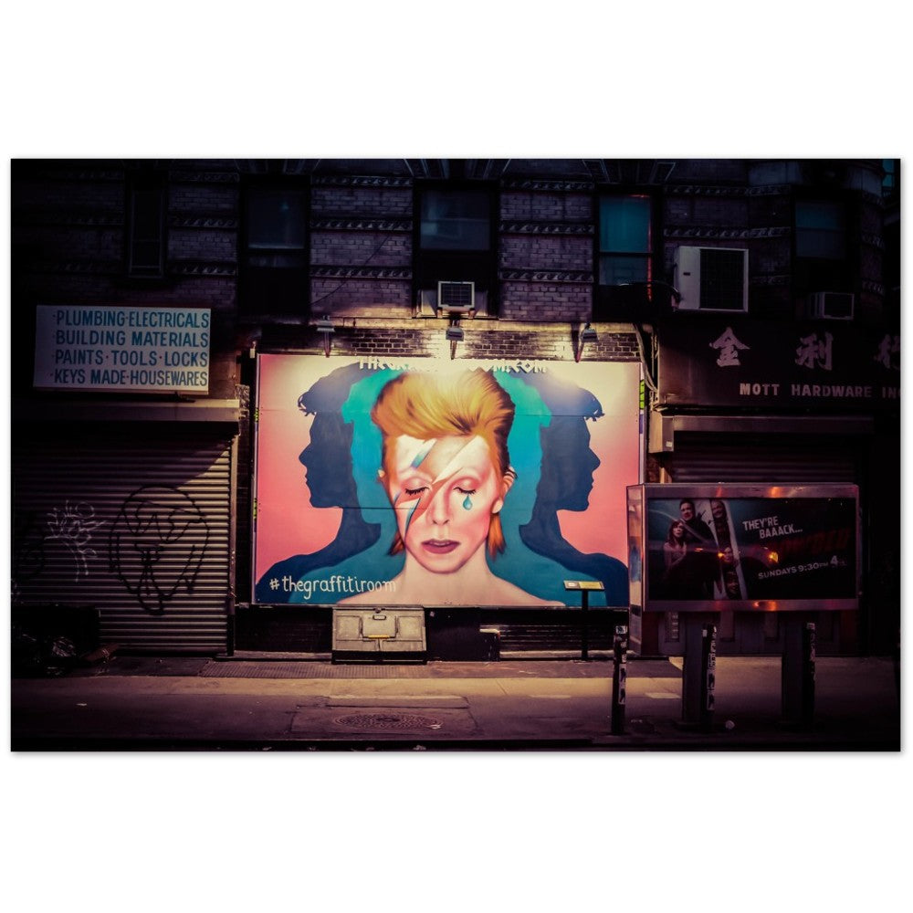 Poster - Street Art David Bowie in New York - Kunstwerk Musik 
