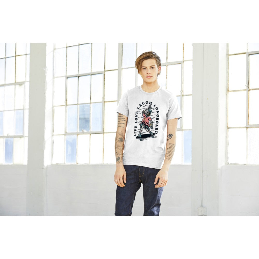 Sjove T-shirts - Skater Live Love Laugh Artwork - Premium Unisex T-shirt