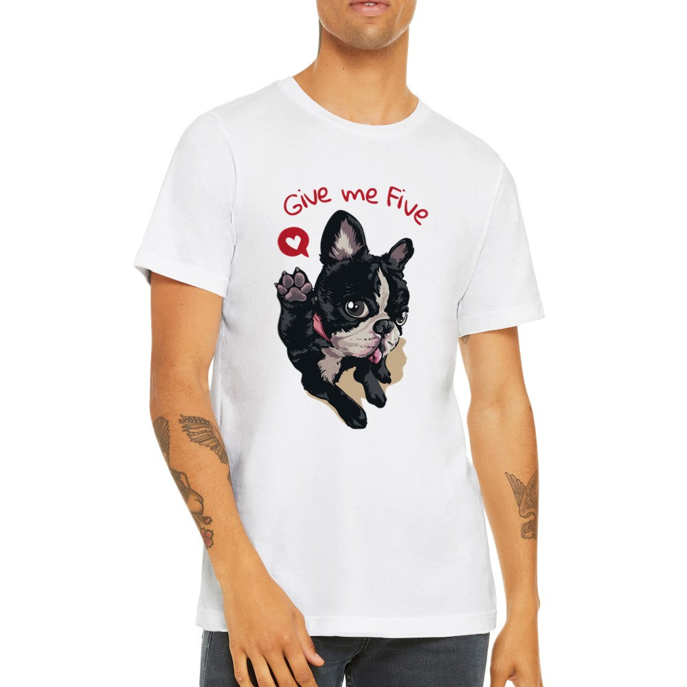 Sjove T-shirts - Fransk Bulldog Give Me Five Premium Unisex T-shirt