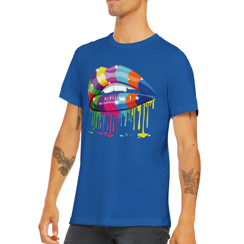 Quote T-shirt - Funny Designs Artwork - Colorful Lips Premium Unisex T-shirt