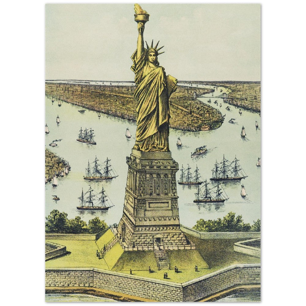 Plakat - New York Statue of Liberty af Curier and Ives (By Plakat - Premium Mat Papir