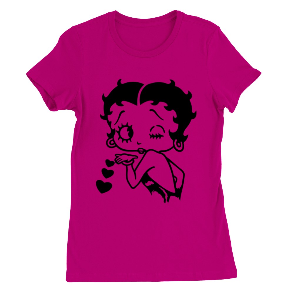 T-Shirt – Betty Boop Kisses Artwork – Premium Damen T-Shirt mit Rundhalsausschnitt 