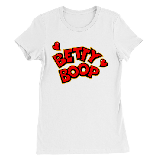 T-Shirt – Betty Boop Hearts Artwork – Premium Damen T-Shirt mit Rundhalsausschnitt