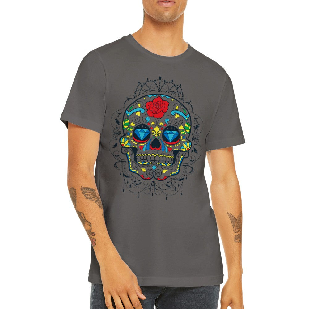 Artwork T-Shirts - The Skull Diamond Flower - Premium-Unisex-T-Shirt 