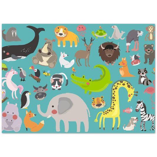 Kinderposter – niedliche Illustrationen von Wildtieren – hochwertiges mattes Posterpapier