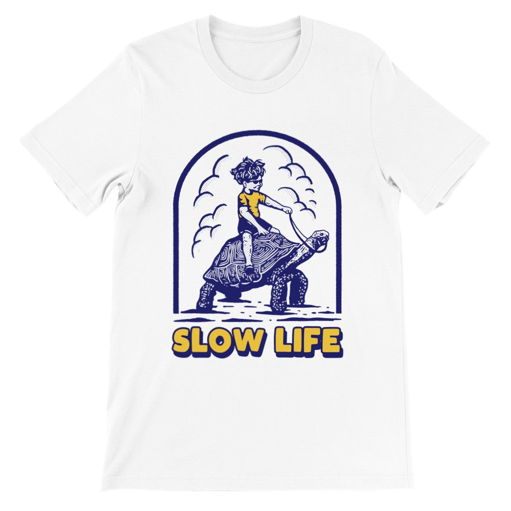 Sjove T-shirts - Slow Life Turtle Artwork - Premium Unisex T-shirt