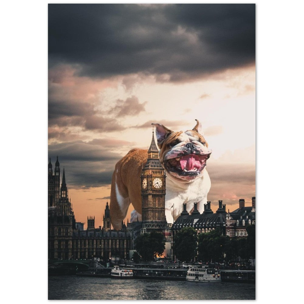 Plakat Artwork - Engelsk Bulldog vs London - Klassisk Mat Museums Plakat Papir