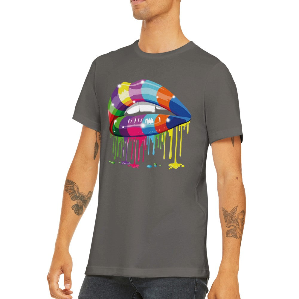 Quote T-shirt - Funny Designs Artwork - Colorful Lips Premium Unisex T-shirt