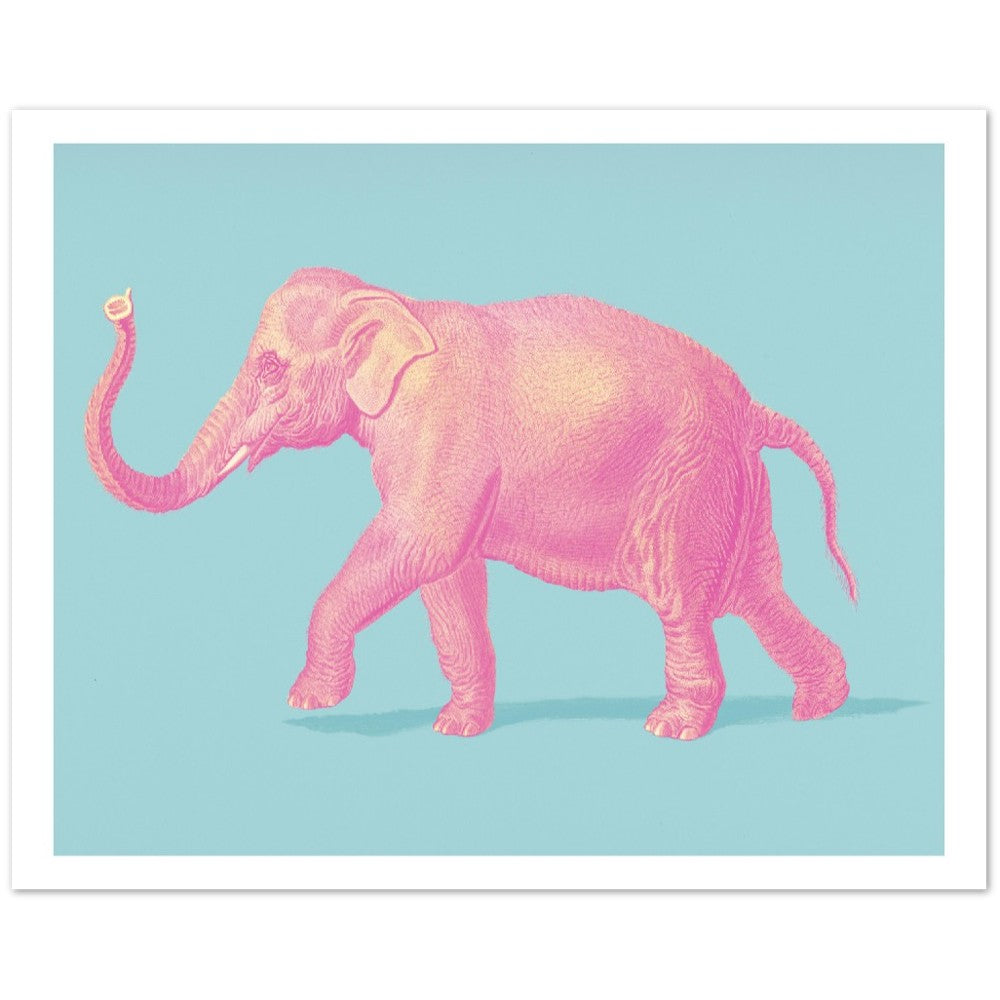 Poster – Vintage Elephant Pastell Artwork Poster – Mat Museum Posterpapier