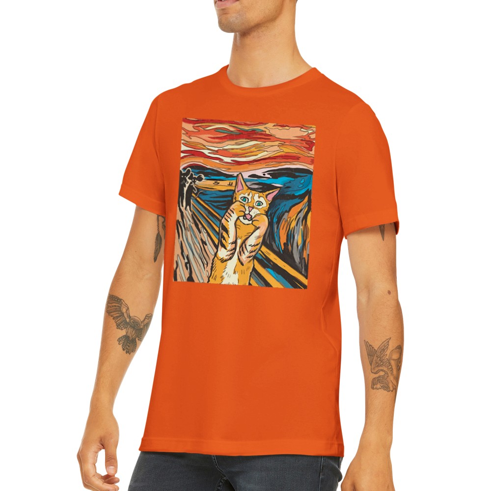 Quote T-shirt - Funny Designs Artwork - The Scream From The Cat Premium Unisex T-shirt