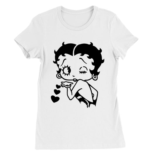 T-shirt - Betty Boop Kisses Artwork - Premium Kvinde Crewneck T-shirt