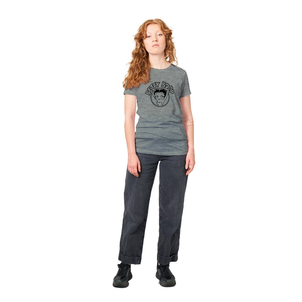 T-Shirt – Betty Boop Black Classic Artwork – Premium-Damen-T-Shirt mit Rundhalsausschnitt 