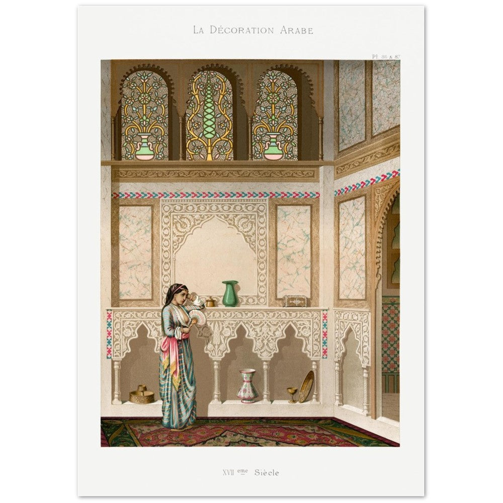 Poster Vintage Arabesque Living Room Lithograph Plate No. 86 &amp; 87, Emile Prisses Avennes