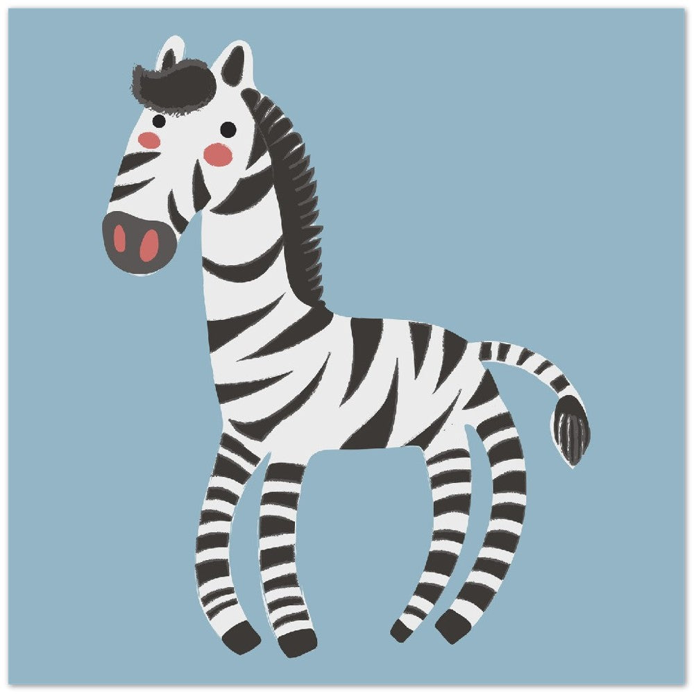 Kinderposter - -Zebra-Illustration - Hochwertiges mattes Posterpapier