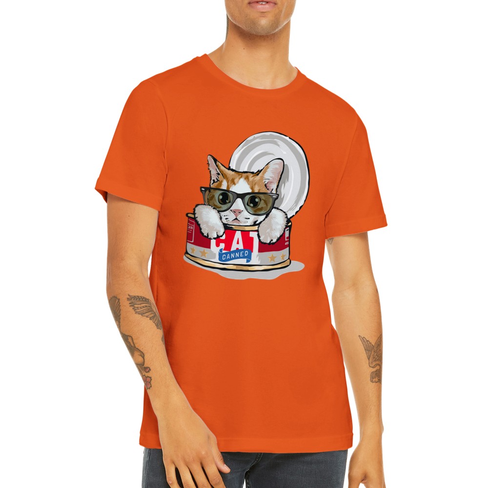 Sjove T-shirts - Kat - Cat In A Can - Premium Unisex T-shirt