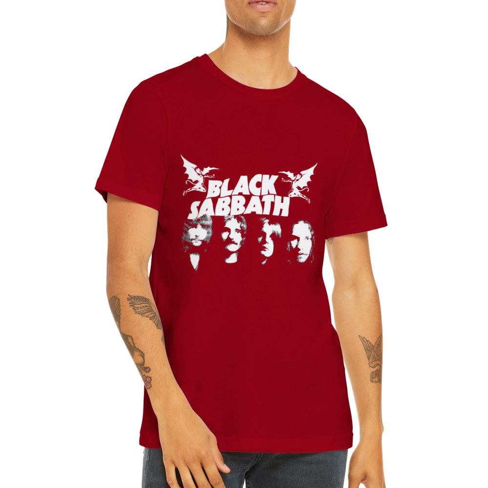 Musik-T-Shirt - Black Sabbath Artwork - Premium-Unisex-T-Shirt im Old School-Stil 