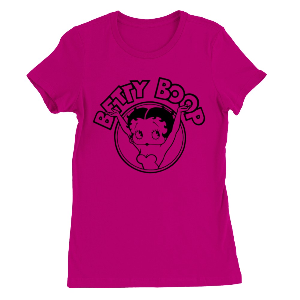 T-Shirt – Betty Boop Black Classic Artwork – Premium-Damen-T-Shirt mit Rundhalsausschnitt 
